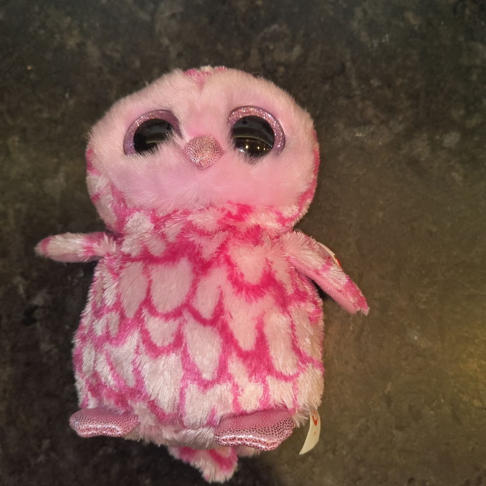 Pink Plush Owl Toy for Small Pets